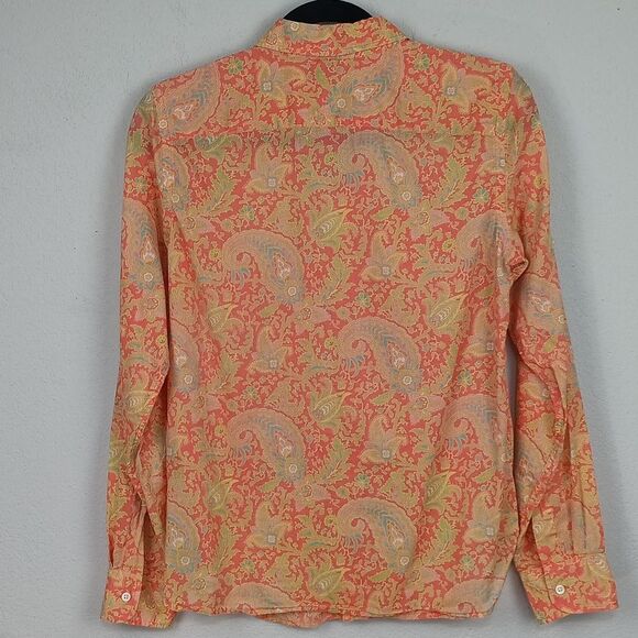 Lauren Ralph Lauren Coral Paisley Womens Long Sleeve Button Down Shirt sz S - Picture 5 of 8